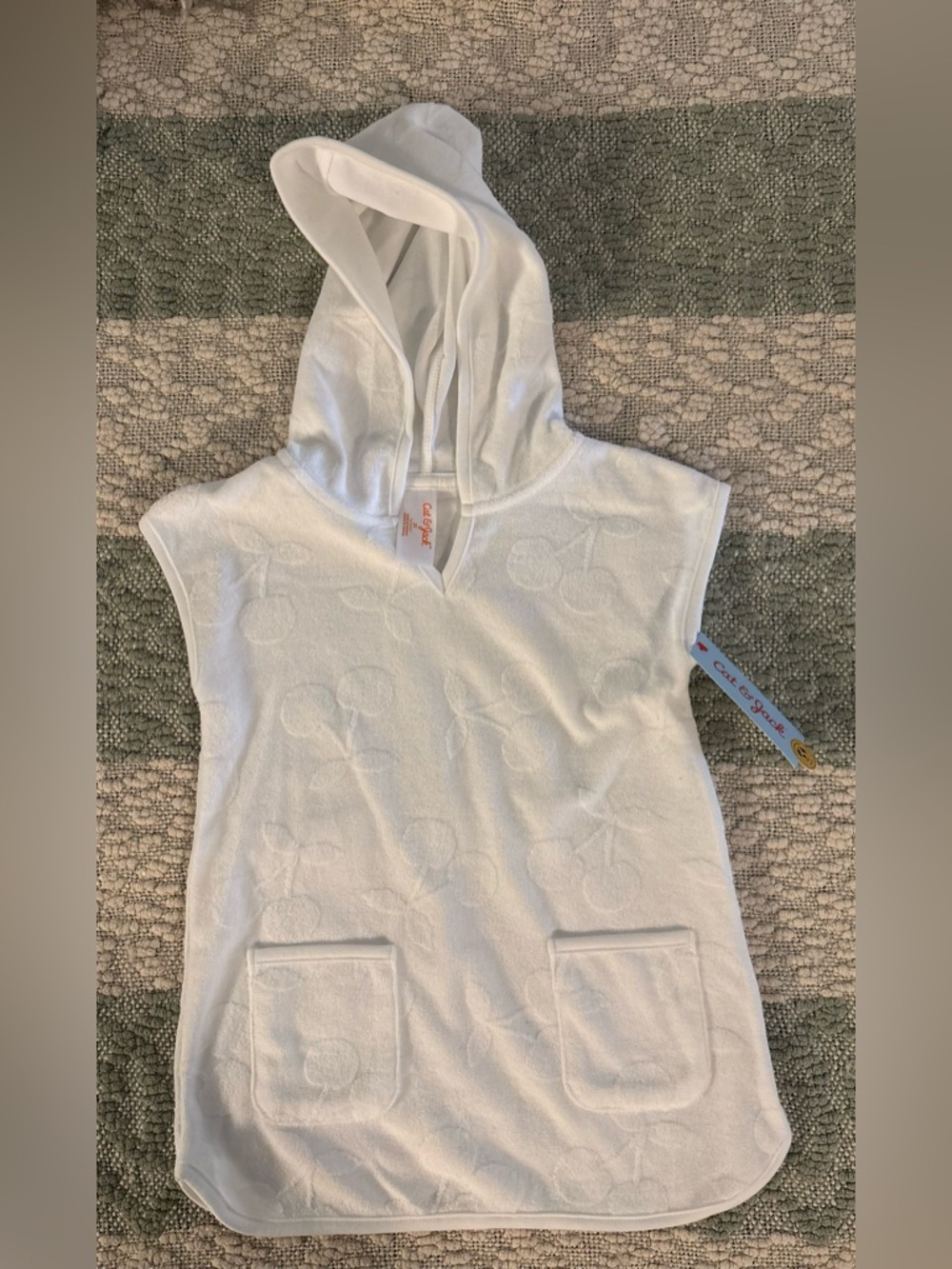 Cat & Jack White Hooded Kids Terry One-Piece Cover-Up